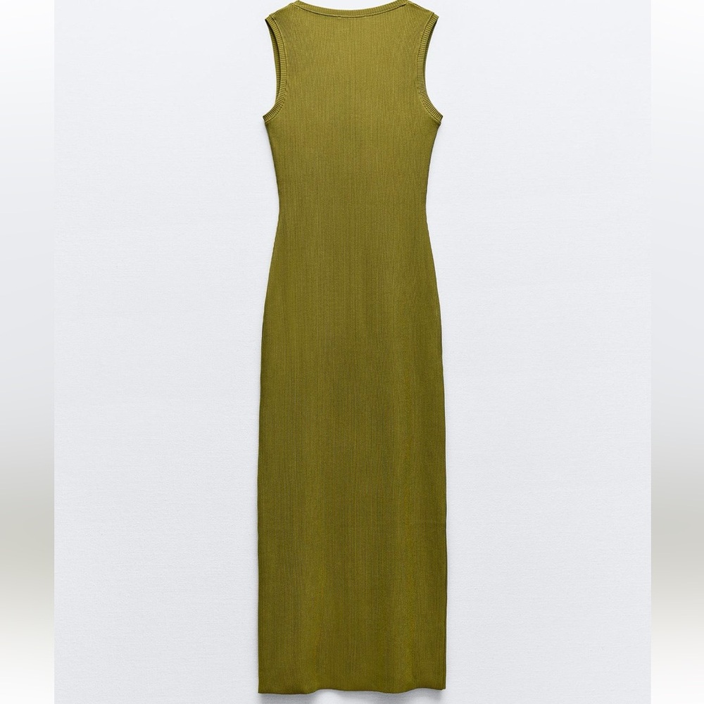 ZARA White Ribbed Midi Dress - Picture 3 of 3